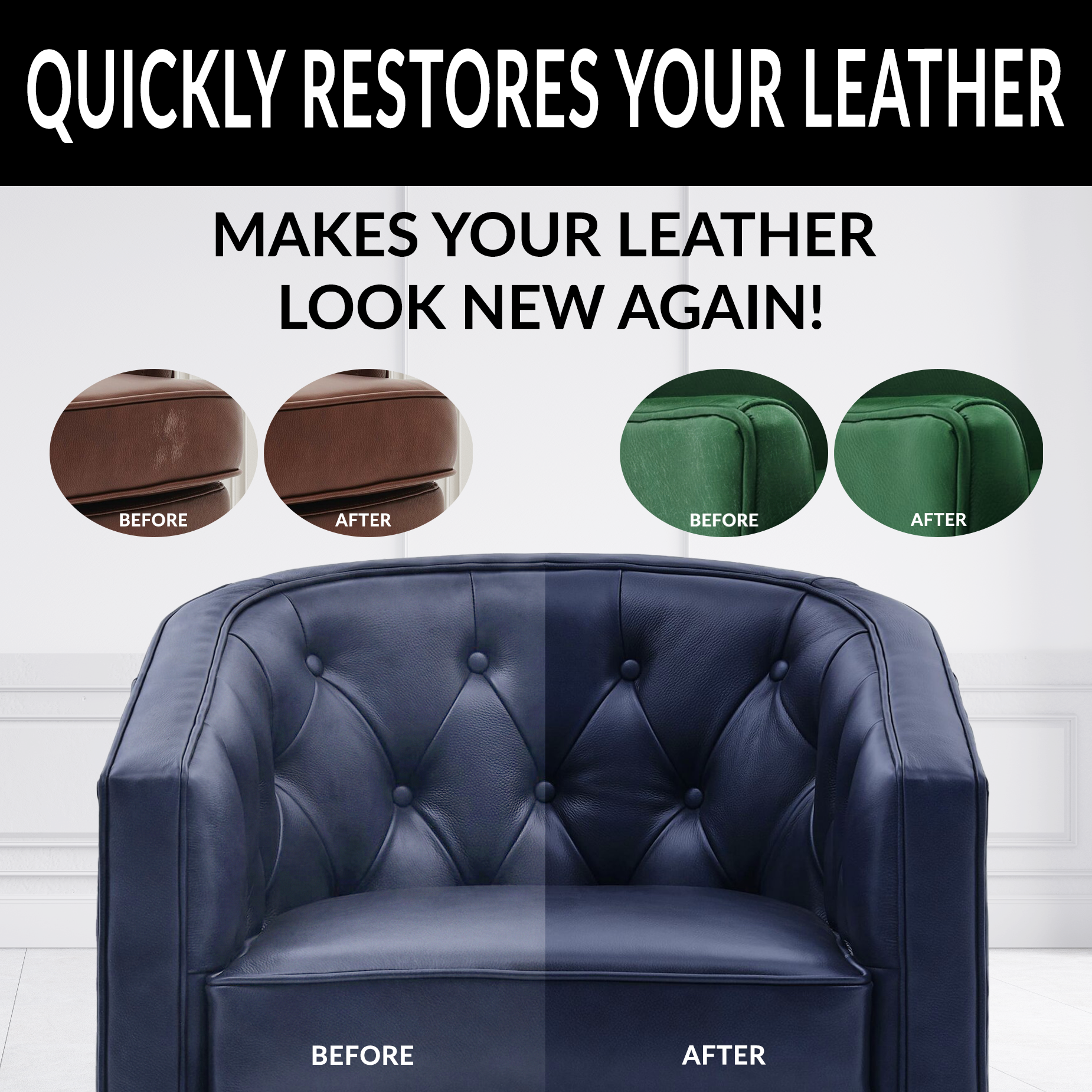 Leather Color Restorer - Dark Brown - Repair Couch, Car Seat, Furniture, Shoes, Jacket and Boots - 4 oz.