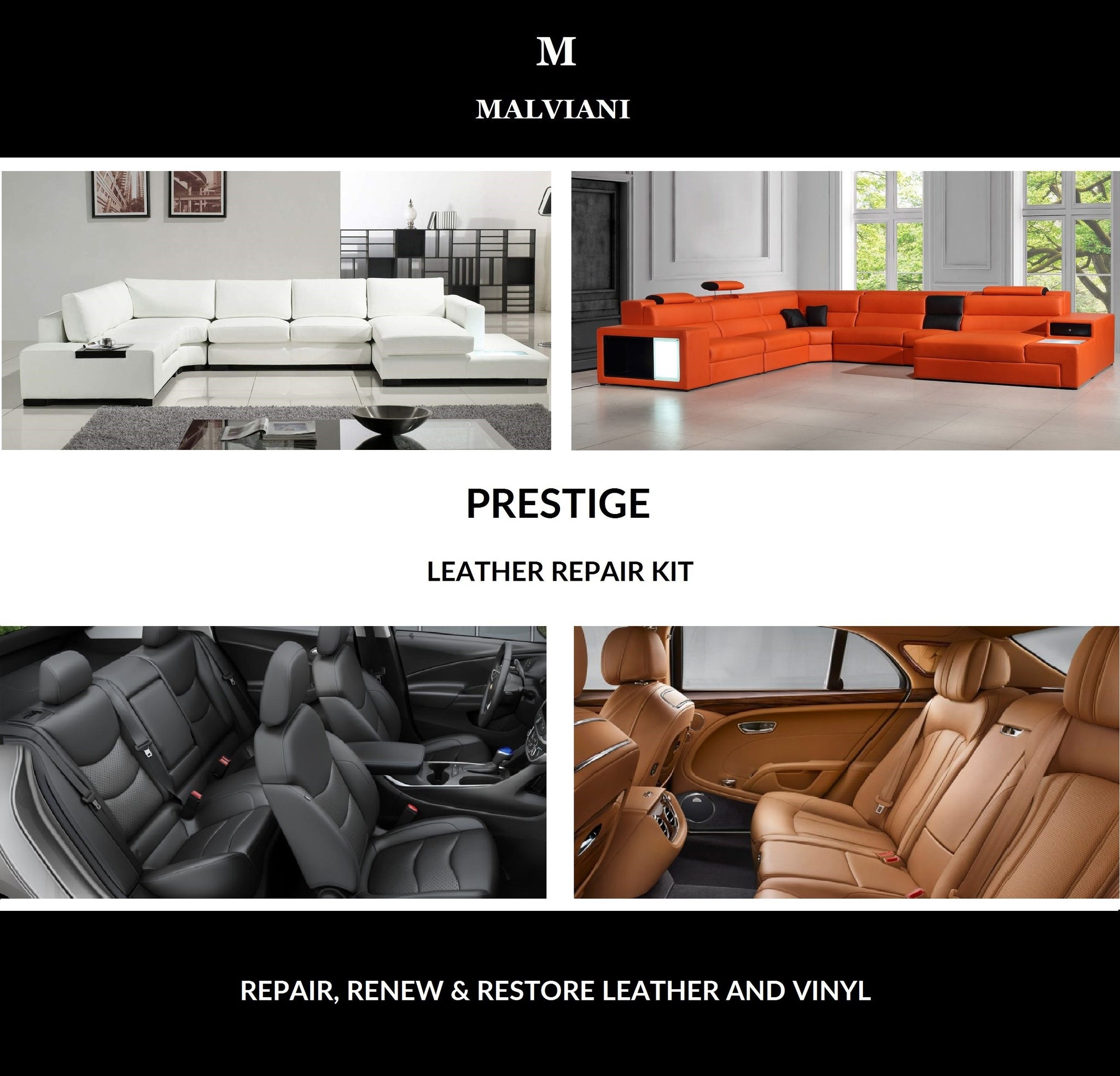 Black Leather Repair Kit - Restore Couch Furniture Car Seat Sofa Purse –  MALVIANI